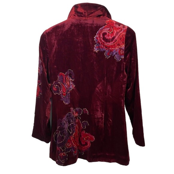 Coldwater Creek Long Blazer Jacket Red Velvet Whimsy goth Academia Boho Sz 4 - Picture 5 of 8